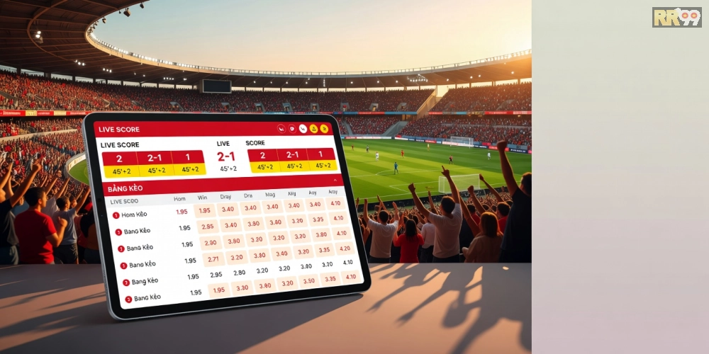 Giao diện cập nhật kết quả thể thao 24h trên nền tảng rr99 với biểu đồ odds hấp dẫn