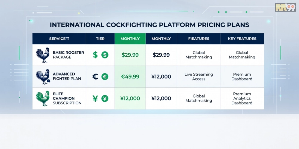 Các gói dịch vụ đá gà quốc tế rr99 với mức giá cạnh tranh năm 2025