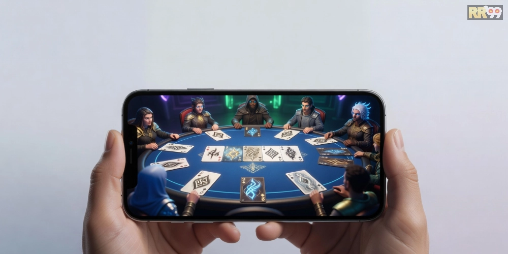 Minh họa khái niệm game bài online rr99 với giao diện hiện đại và các lá bài quen thuộc